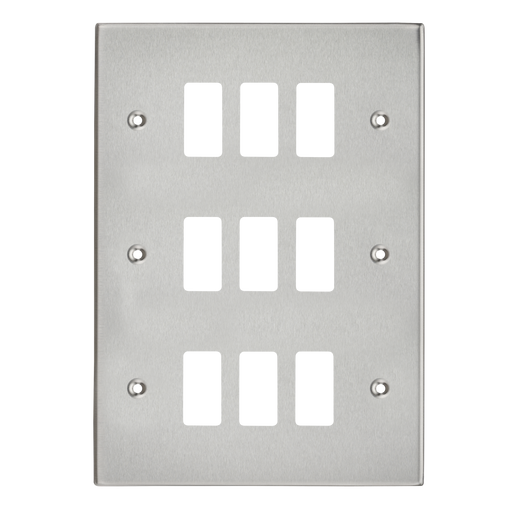 Knightsbridge GDCS9BC Square Edge 9G Grid Faceplate - Brushed Chrome - westbasedirect.com