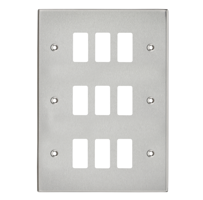 Knightsbridge GDCS9BC Square Edge 9G Grid Faceplate - Brushed Chrome - westbasedirect.com