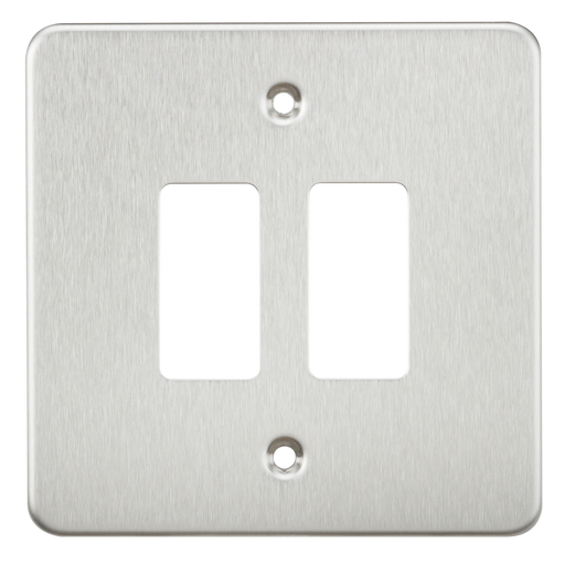 Knightsbridge GDFP002BC Flat Plate 2G Grid Faceplate - Brushed Chrome - westbasedirect.com