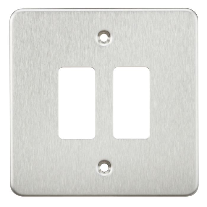 Knightsbridge GDFP002BC Flat Plate 2G Grid Faceplate - Brushed Chrome - westbasedirect.com