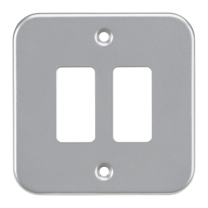 Knightsbridge GDFP002M Metal Clad 2G Grid Faceplate - westbasedirect.com