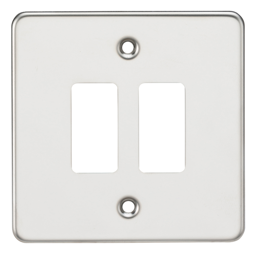 Knightsbridge GDFP002PC Flat Plate 2G Grid Faceplate - Polished Chrome - westbasedirect.com