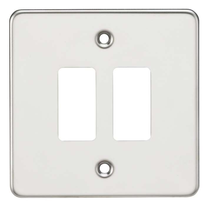 Knightsbridge GDFP002PC Flat Plate 2G Grid Faceplate - Polished Chrome - westbasedirect.com