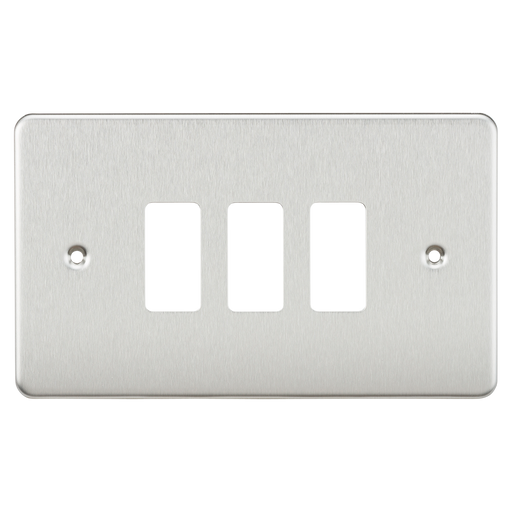 Knightsbridge GDFP003BC Flat Plate 3G Grid Faceplate - Brushed Chrome - westbasedirect.com
