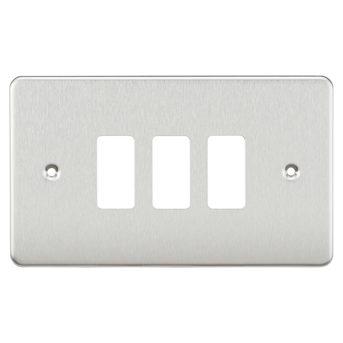 Knightsbridge GDFP003BC Flat Plate 3G Grid Faceplate - Brushed Chrome - westbasedirect.com