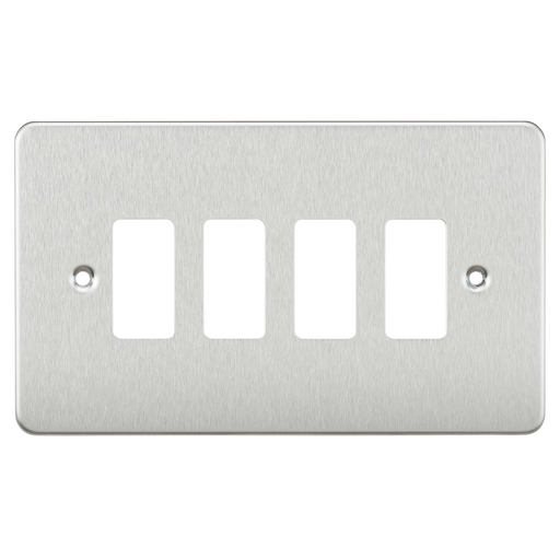 Knightsbridge GDFP004BC Flat Plate 4G Grid Faceplate - Brushed Chrome - westbasedirect.com