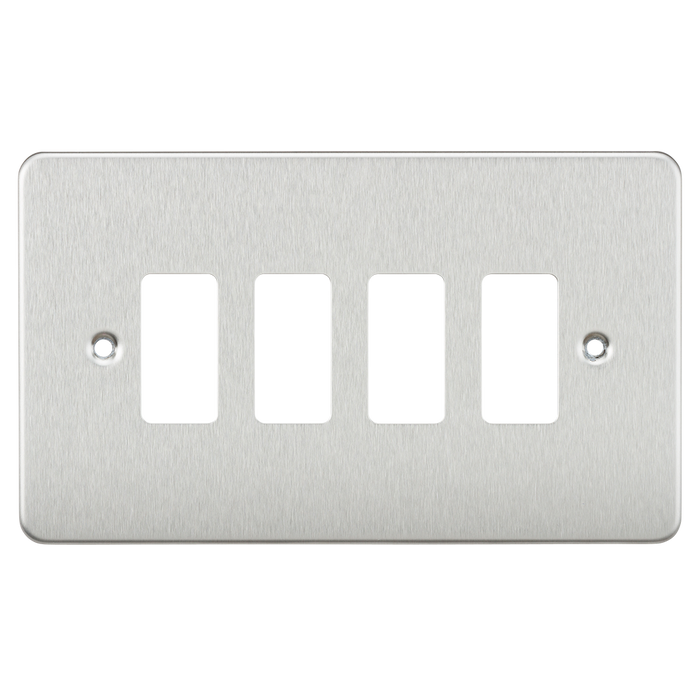Knightsbridge GDFP004BC Flat Plate 4G Grid Faceplate - Brushed Chrome - westbasedirect.com