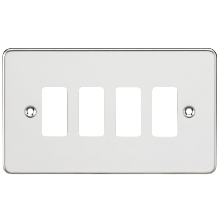 Knightsbridge GDFP004PC Flat Plate 4G Grid Faceplate - Polished Chrome - westbasedirect.com