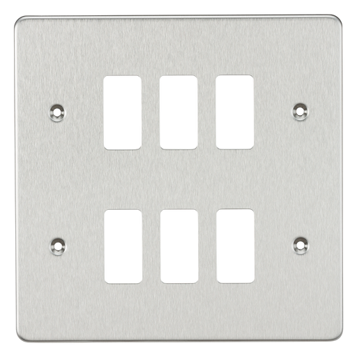 Knightsbridge GDFP006BC Flat Plate 6G Grid Faceplate - Brushed Chrome - westbasedirect.com