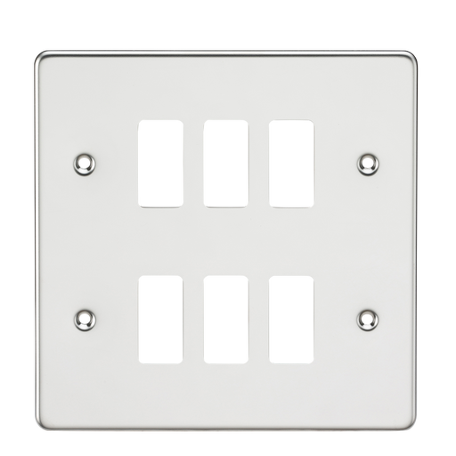 Knightsbridge GDFP006PC Flat Plate 6G Grid Faceplate - Polished Chrome - westbasedirect.com