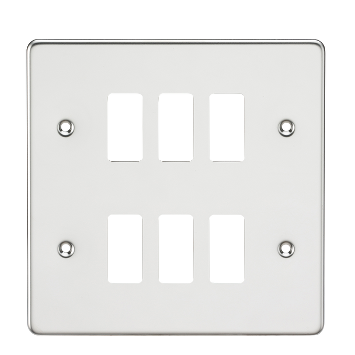 Knightsbridge GDFP006PC Flat Plate 6G Grid Faceplate - Polished Chrome - westbasedirect.com