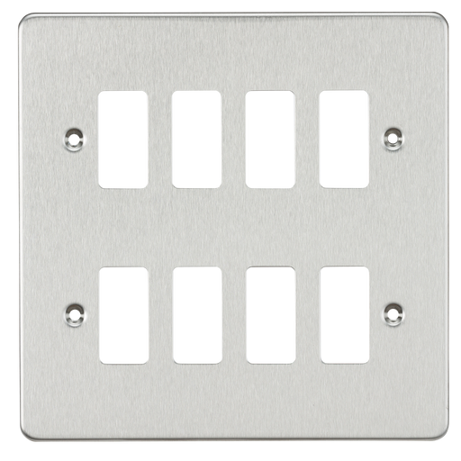 Knightsbridge GDFP008BC Flat Plate 8G Grid Faceplate - Brushed Chrome - westbasedirect.com