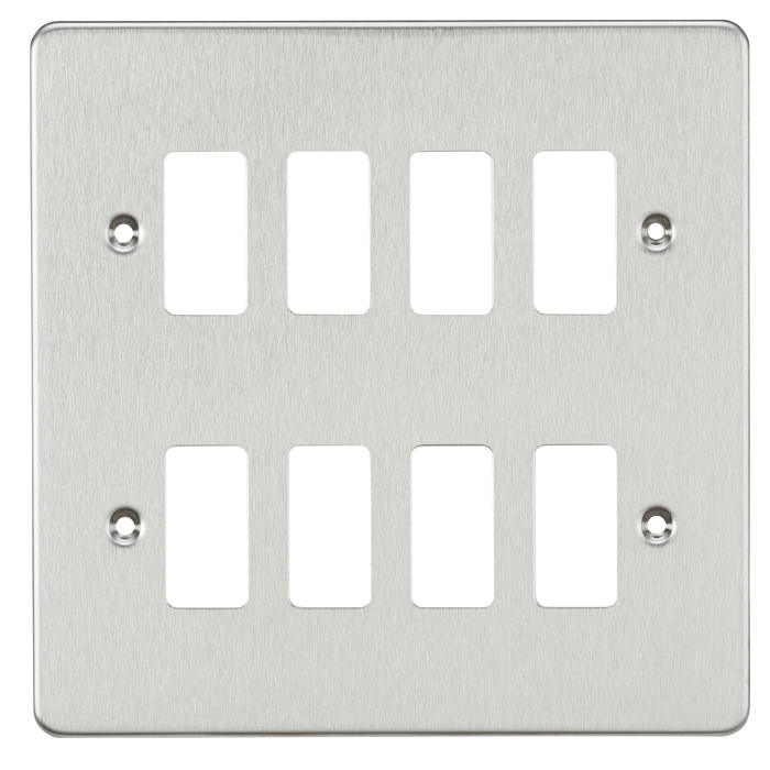 Knightsbridge GDFP008BC Flat Plate 8G Grid Faceplate - Brushed Chrome - westbasedirect.com