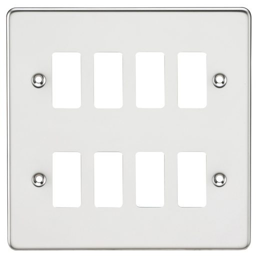 Knightsbridge GDFP008PC Flat Plate 8G Grid Faceplate - Polished Chrome - westbasedirect.com