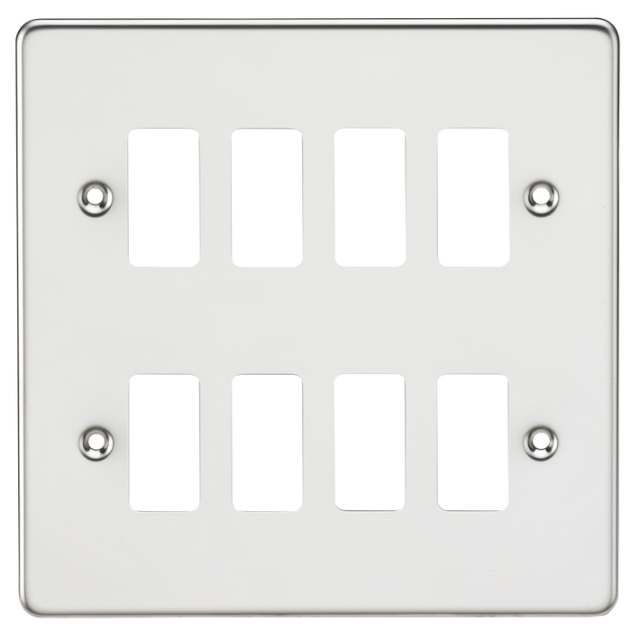 Knightsbridge GDFP008PC Flat Plate 8G Grid Faceplate - Polished Chrome - westbasedirect.com