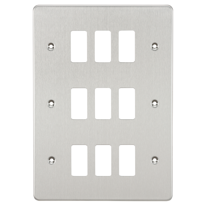 Knightsbridge GDFP009BC Flat Plate 9G Grid Faceplate - Brushed Chrome - westbasedirect.com