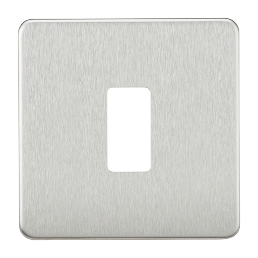 Knightsbridge GDSF001BC Screwless 1G Grid Faceplate - Brushed Chrome - westbasedirect.com