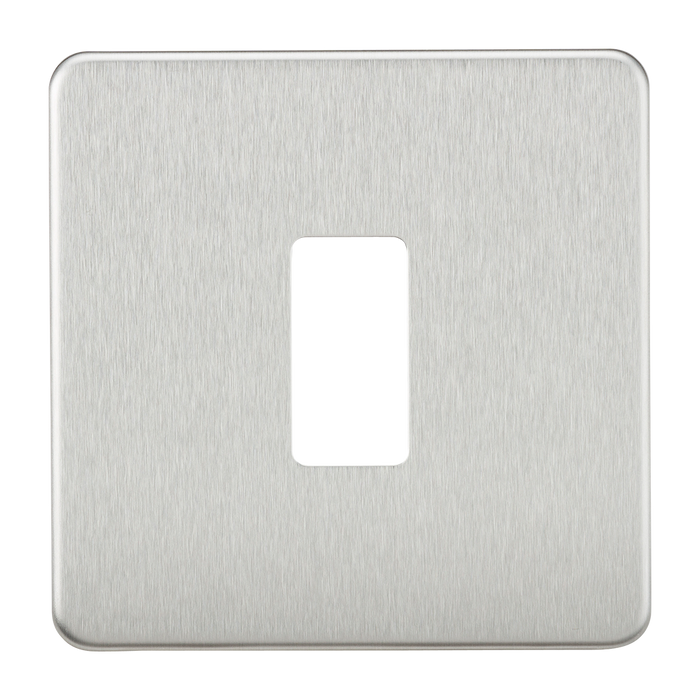 Knightsbridge GDSF001BC Screwless 1G Grid Faceplate - Brushed Chrome - westbasedirect.com