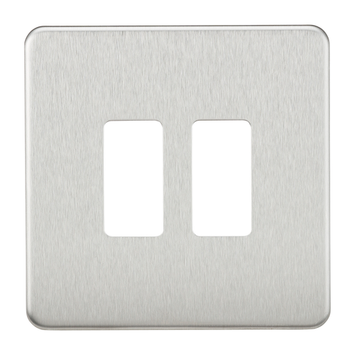 Knightsbridge GDSF002BC Screwless 2G Grid Faceplate - Brushed Chrome - westbasedirect.com
