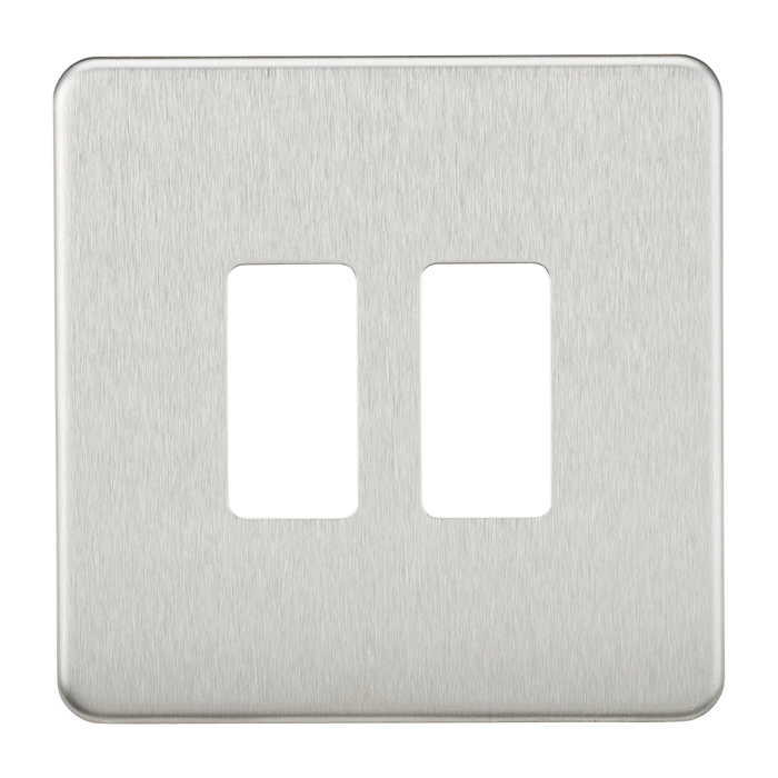 Knightsbridge GDSF002BC Screwless 2G Grid Faceplate - Brushed Chrome - westbasedirect.com