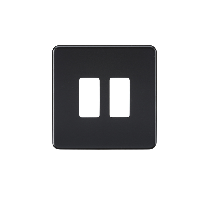 Knightsbridge GDSF002MB Screwless 2G Grid Faceplate - Matt Black - westbasedirect.com