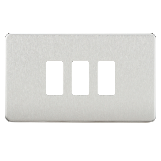 Knightsbridge GDSF003BC Screwless 3G Grid Faceplate - Brushed Chrome - westbasedirect.com