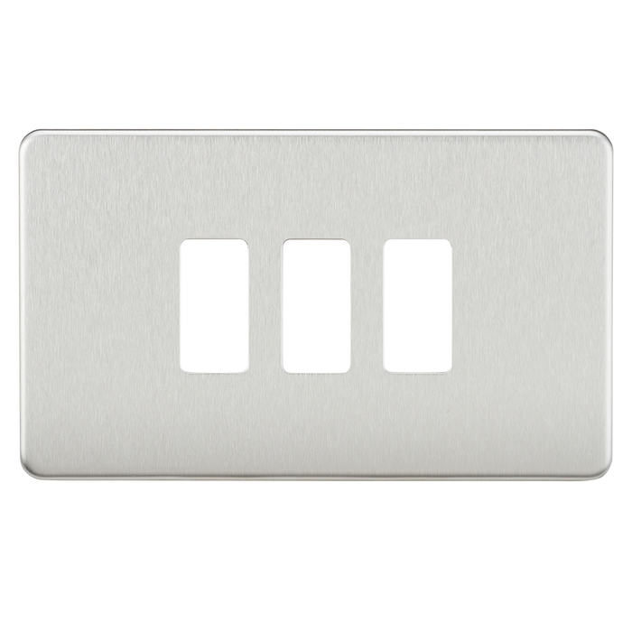 Knightsbridge GDSF003BC Screwless 3G Grid Faceplate - Brushed Chrome - westbasedirect.com