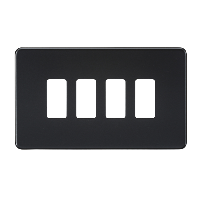 Knightsbridge GDSF004MB Screwless 4G Grid Faceplate - Matt Black - westbasedirect.com