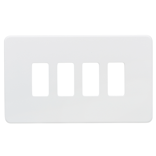 Knightsbridge GDSF004MW Screwless 4G Grid Faceplate - Matt White - westbasedirect.com