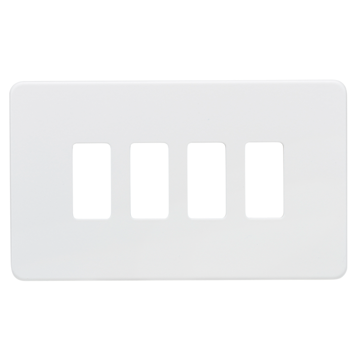 Knightsbridge GDSF004MW Screwless 4G Grid Faceplate - Matt White - westbasedirect.com