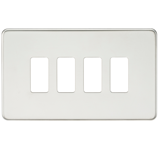 Knightsbridge GDSF004PC Screwless 4G Grid Faceplate - Polished Chrome - westbasedirect.com