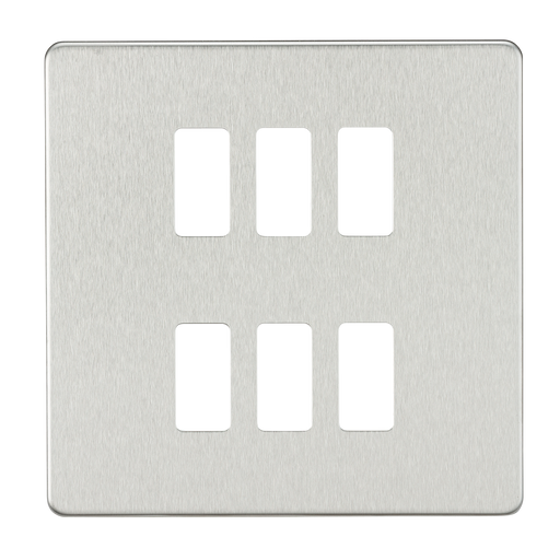 Knightsbridge GDSF006BC Screwless 6G Grid Faceplate - Brushed Chrome - westbasedirect.com