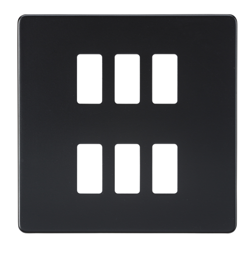 Knightsbridge GDSF006MB Screwless 6G Grid Faceplate - Matt Black - westbasedirect.com