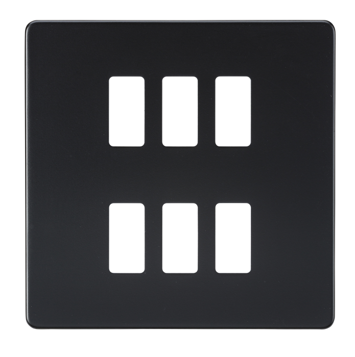 Knightsbridge GDSF006MB Screwless 6G Grid Faceplate - Matt Black - westbasedirect.com