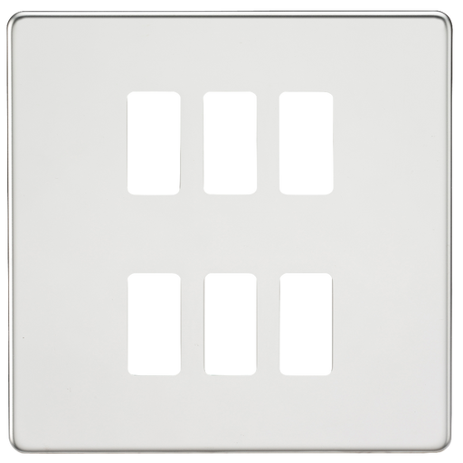 Knightsbridge GDSF006PC Screwless 6G Grid Faceplate - Polished Chrome - westbasedirect.com