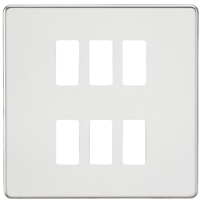 Knightsbridge GDSF006PC Screwless 6G Grid Faceplate - Polished Chrome - westbasedirect.com