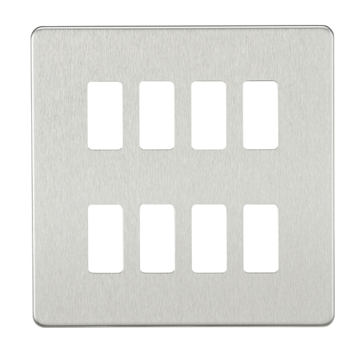 Knightsbridge GDSF008BC Screwless 8G Grid Faceplate - Brushed Chrome - westbasedirect.com