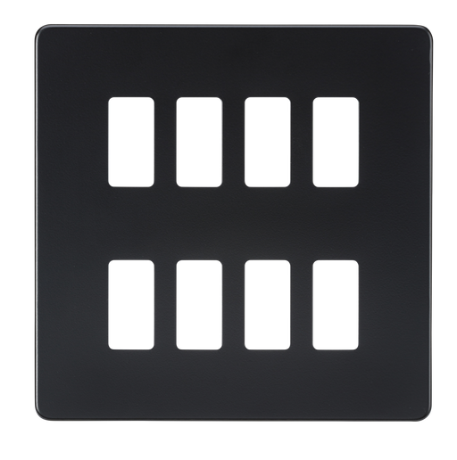 Knightsbridge GDSF008MB Screwless 8G Grid Faceplate - Matt Black - westbasedirect.com