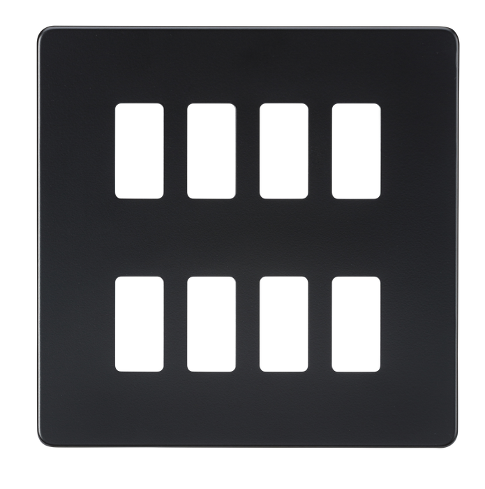 Knightsbridge GDSF008MB Screwless 8G Grid Faceplate - Matt Black - westbasedirect.com
