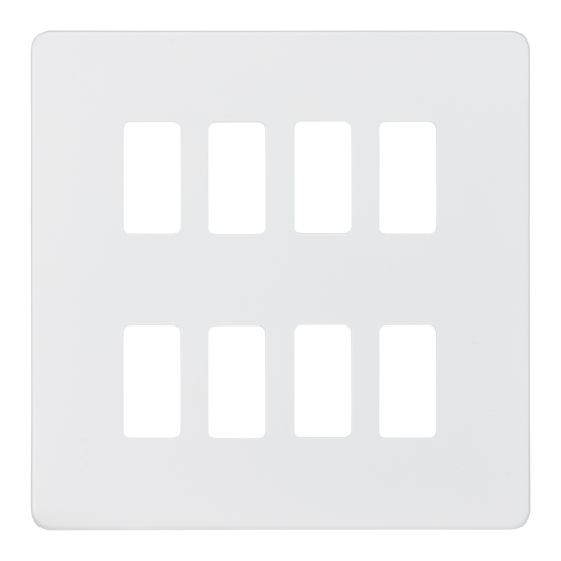 Knightsbridge GDSF008MW Screwless 8G Grid Faceplate - Matt White - westbasedirect.com