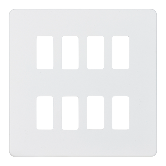 Knightsbridge GDSF008MW Screwless 8G Grid Faceplate - Matt White - westbasedirect.com