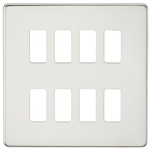 Knightsbridge GDSF008PC Screwless 8G Grid Faceplate - Polished Chrome - westbasedirect.com