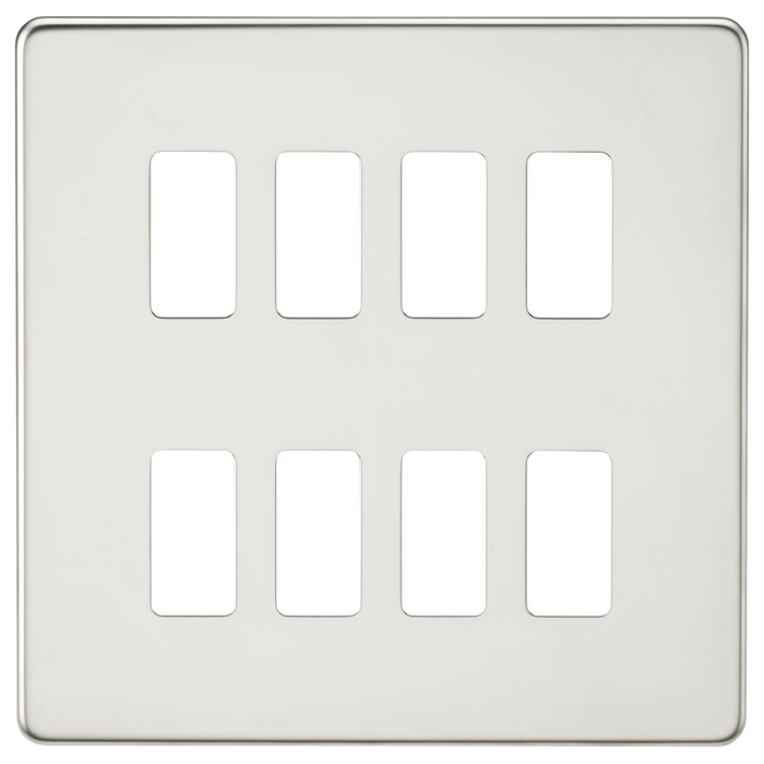 Knightsbridge GDSF008PC Screwless 8G Grid Faceplate - Polished Chrome - westbasedirect.com