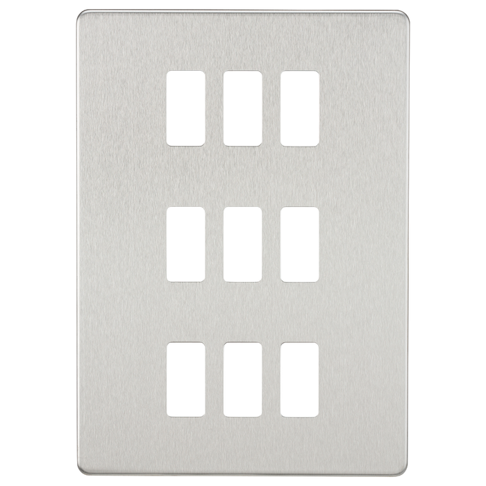 Knightsbridge GDSF009BC Screwless 9G Grid Faceplate - Brushed Chrome - westbasedirect.com