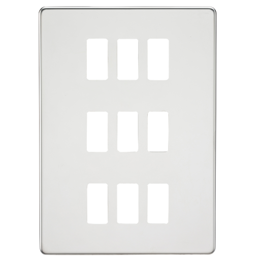 Knightsbridge GDSF009PC Screwless 9G Grid Faceplate - Polished Chrome - westbasedirect.com
