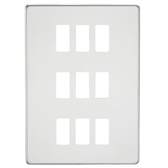 Knightsbridge GDSF009PC Screwless 9G Grid Faceplate - Polished Chrome - westbasedirect.com