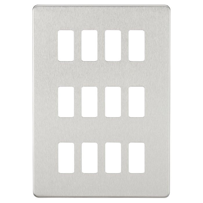 Knightsbridge GDSF012BC Screwless 12G Grid Faceplate - Brushed Chrome - westbasedirect.com
