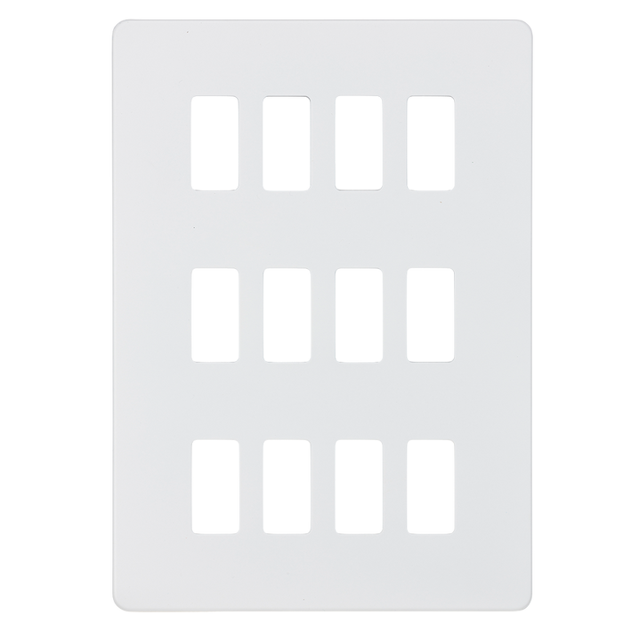 Knightsbridge GDSF012MW Screwless 12G Grid Faceplate - Matt White - westbasedirect.com