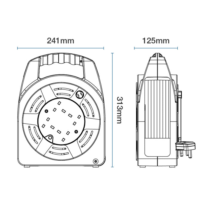 Masterplug 4 Socket 20m 13A Case Reel - Blue - westbasedirect.com