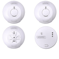 HiSPEC MAINS Power INTERCONNECTABLE 2x Smoke, 1x Heat & 1x CO Detector FF10 with 10Yr Rechargeable Lithium Battery Backup